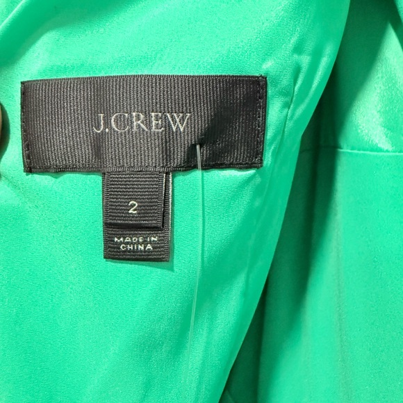 J. Crew 50 60s satin Green bubble skirt 3/4 Sleeve Dress 2 - Picture 2 of 9